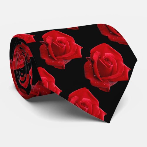 Elegant Romantic Red Roses Floral Tie