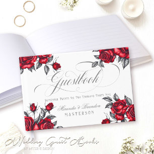 Elegant Romantic Rose Floral Wedding Guest Book