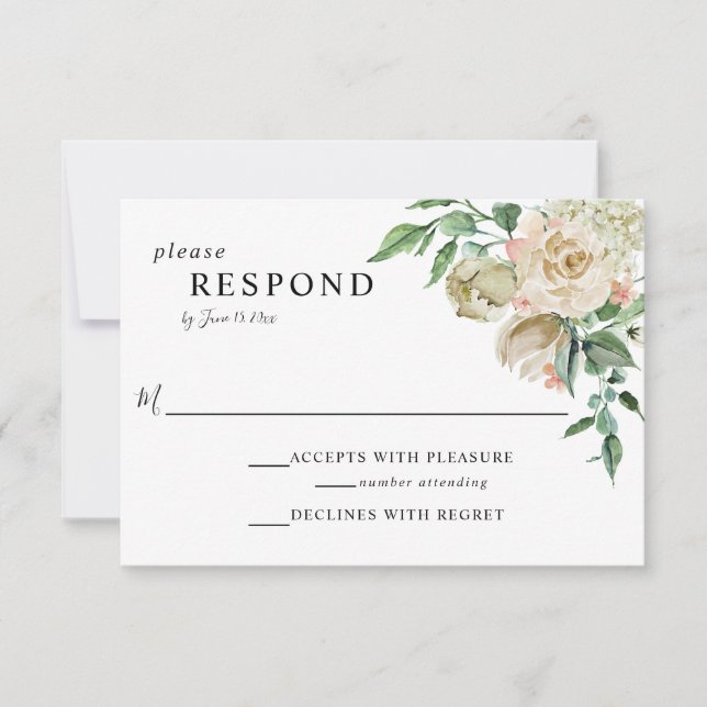 Elegant Romantic Rose Garden RSVP Wedding Chic (Front)