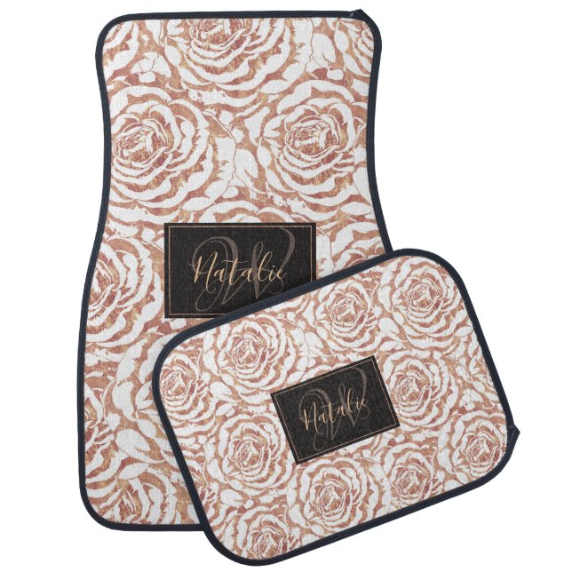Elegant romantic rose gold roses pattern image car floor mat (Set)