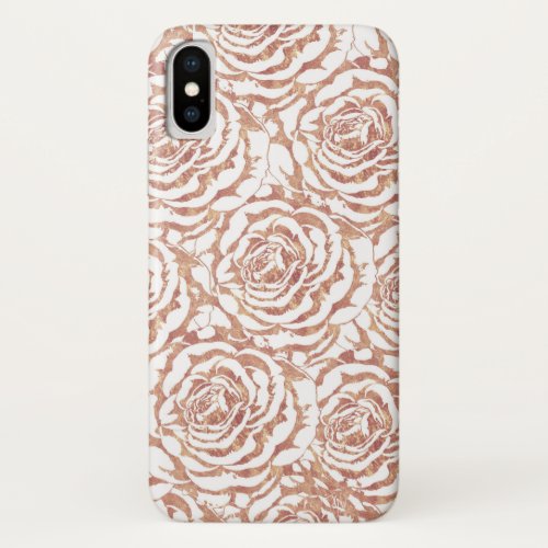 Elegant romantic rose gold roses pattern image iPhone x case