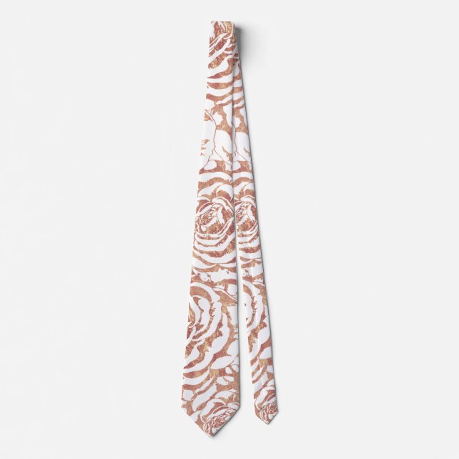 Elegant romantic rose gold roses pattern image tie (Front)
