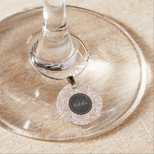 Elegant romantic rose gold roses pattern image wine charm