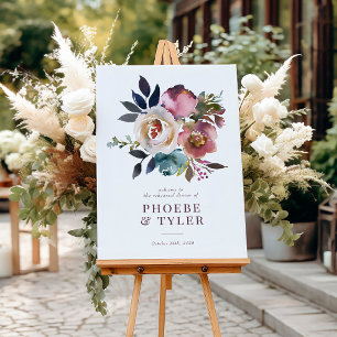 Elegant Romantic Rose Rehearsal Dinner Sign