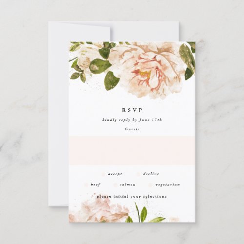 Elegant Romantic Rose Watercolor Wedding RSVP Card