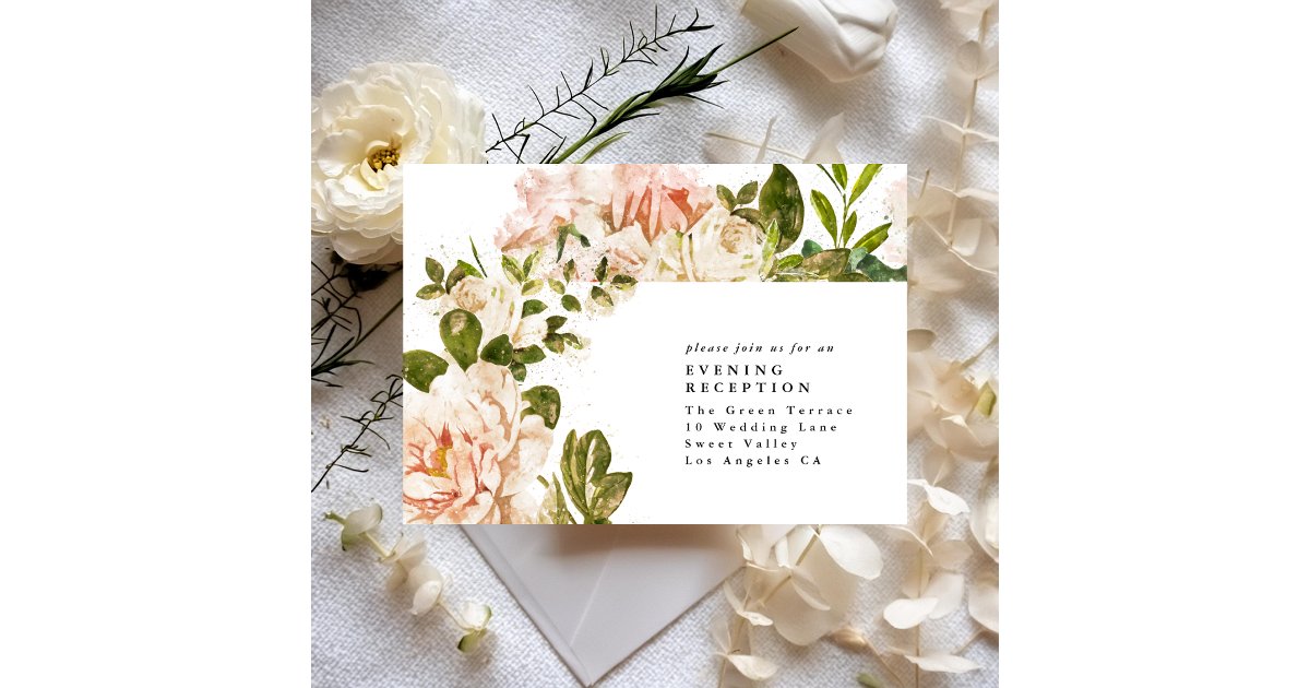 Elegant Romantic Rose Wedding Reception Card | Zazzle