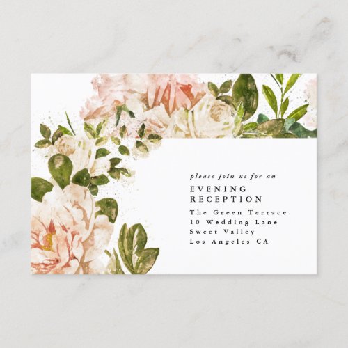 Elegant Romantic Rose Wedding Reception Card