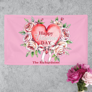 Elegant Romantic Roses and Heart Valentine's Day Banner