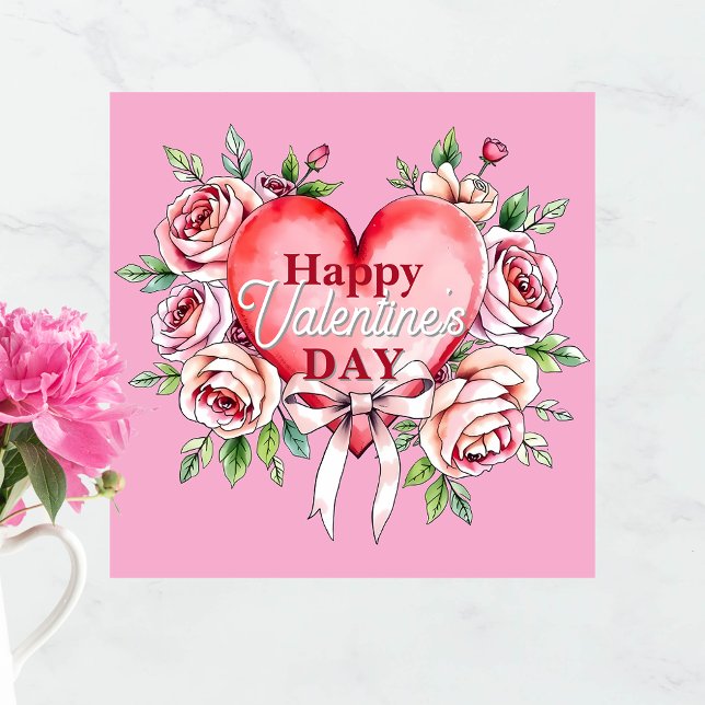 Elegant Romantic Roses and Heart Valentine's Day Poster (Creator Uploaded)