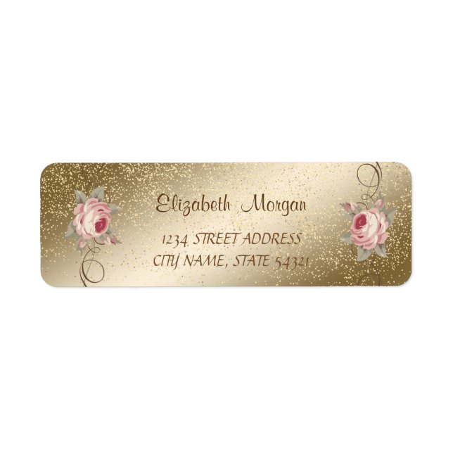 Elegant  Romantic,Roses,Confetti  Address Label (Front)