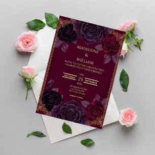 Elegant Romantic Roses Gothic Wedding Invitation