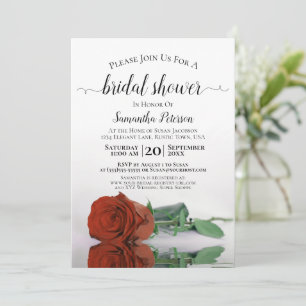 Elegant Romantic Rust Orange Rose Bridal Shower Invitation