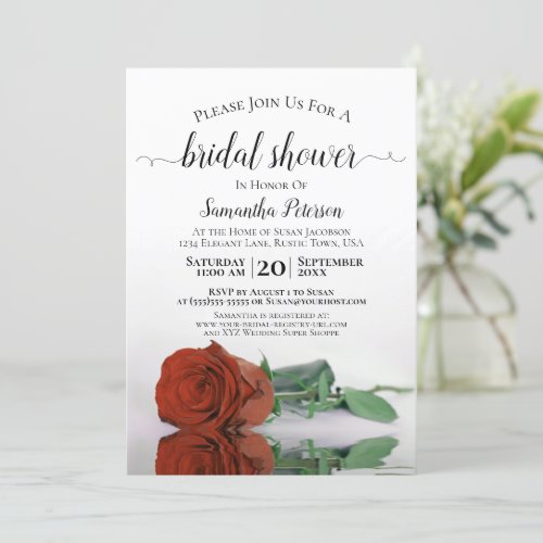 Elegant Romantic Rust Orange Rose Bridal Shower Invitation