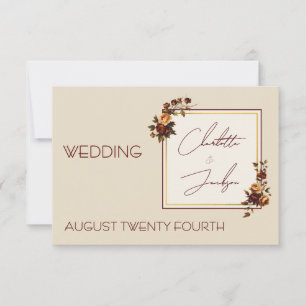 Elegant Romantic Rusty Rose Autumn Wedding RSVP Card