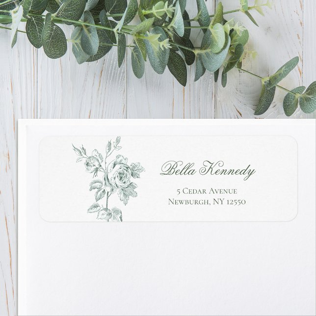 Elegant Romantic Sage Green Rose Label (Creator Uploaded)