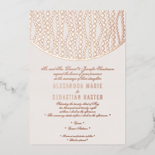 Elegant Romantic Script Blush Wedding Rose Gold Foil Invitation (Front)