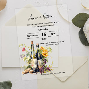 Elegant Romantic Script Winery Wedding Vellum Invitations