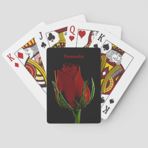 Elegant & Romantic Single Red Rose Personalized Poker Cards