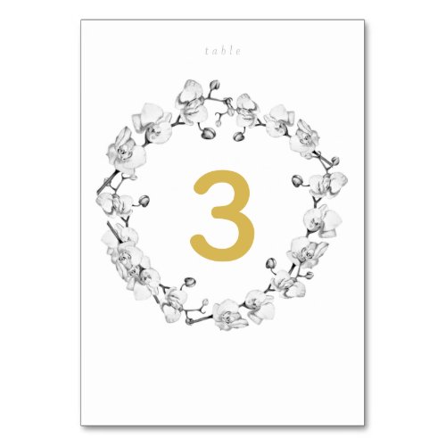 Elegant Romantic Stylish Chic Gold Wreath Wedding Table Number