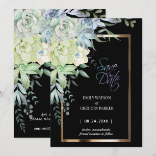 Elegant Romantic Succulents Floral Gold Save The Date