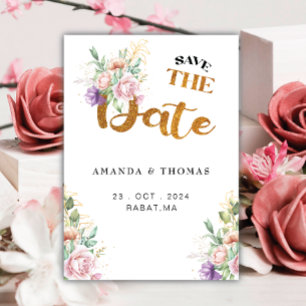 Elegant Romantic Succulents Gold Greenery  Save The Date
