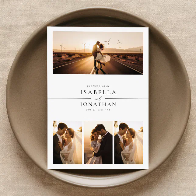 Elegant Romantic Sunset 8 Photo Wedding Invitation | Zazzle