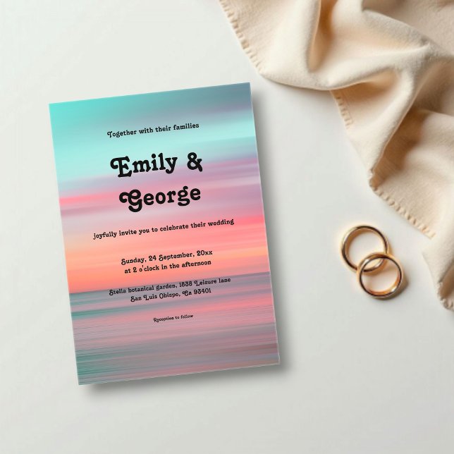 Elegant Romantic Sunset Blue Sky Beach Wedding Acrylic Invitations (Creator Uploaded)