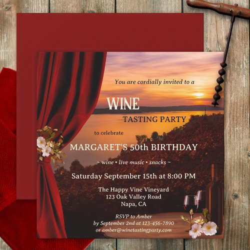 Elegant Romantic Sunset Wine Tasting Invitation