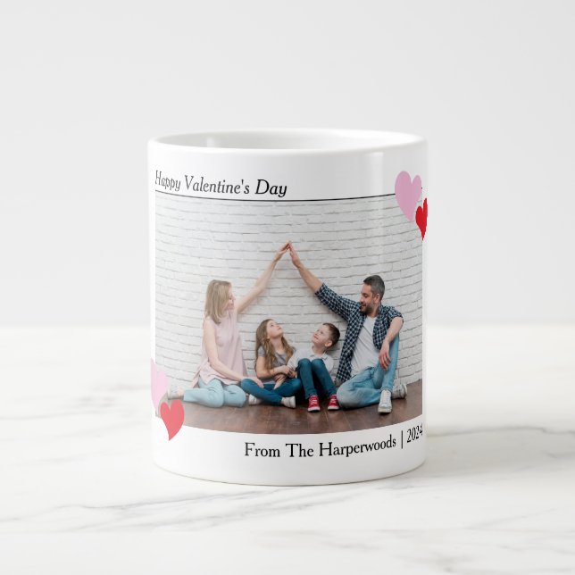 Elegant Romantic Valentines Day Couple Photo Giant Coffee Mug (Front)