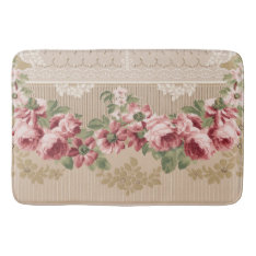 Elegant Romantic Victorian Pink Floral Bath Mat at Zazzle