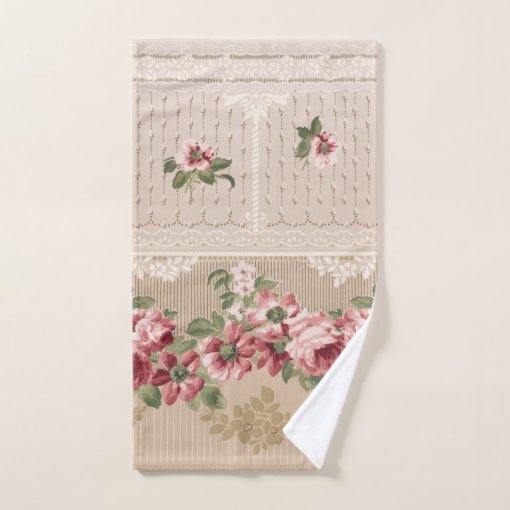 Elegant Romantic Victorian Pink Floral Bath Towel Set Zazzle