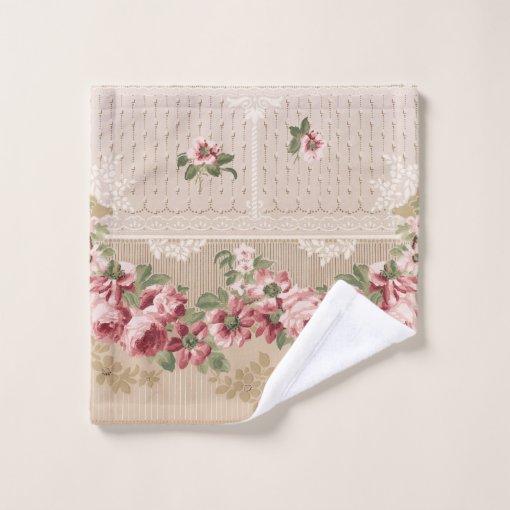 Elegant Romantic Victorian Pink Floral Bath Towel Set Zazzle