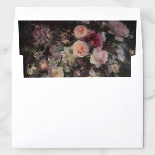 Elegant Romantic Vintage Floral Painting Wedding Envelope Liner