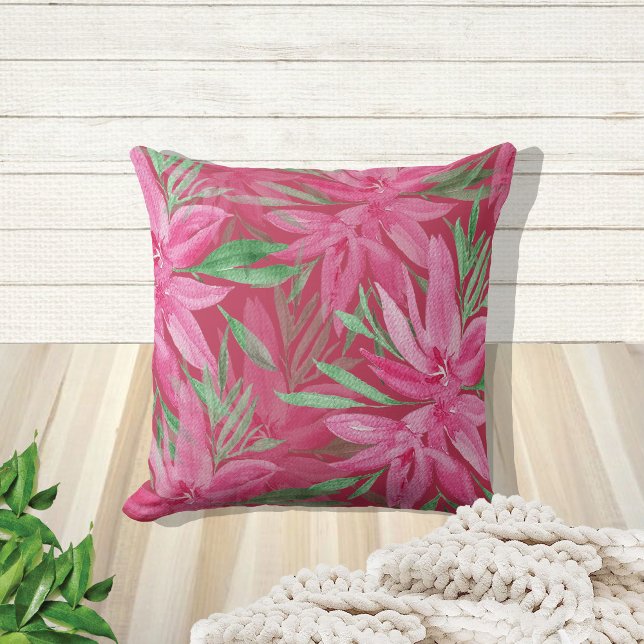 Elegant Romantic Watercolor Floral Art Throw Pillow (Creator Uploaded)