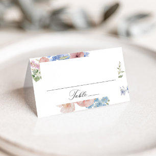 Elegant Romantic Watercolor Floral Wedding Place Card