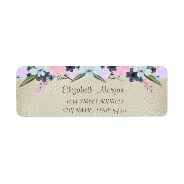 Elegant  Romantic,Watercolor Flowers Address Label (Front)