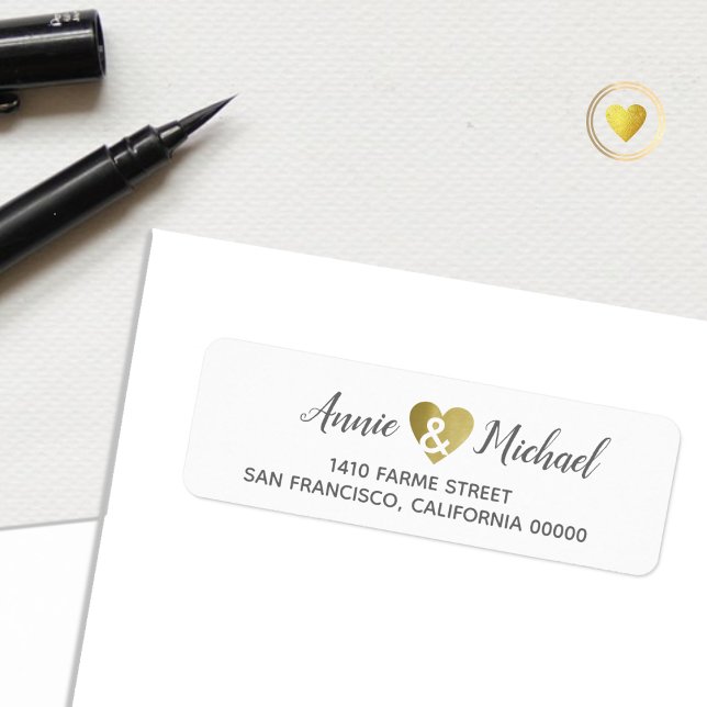 Elegant romantic wedding bride groom address label (Creator Uploaded)