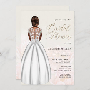 Elegant Romantic Wedding Dress Bridal Shower Invitation