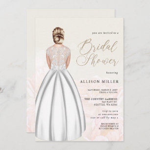 Elegant Romantic Wedding Dress Bridal Shower Invitation