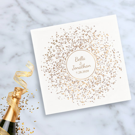 Elegant Romantic Wedding Gold & Silver Confetti Paper Napkins
