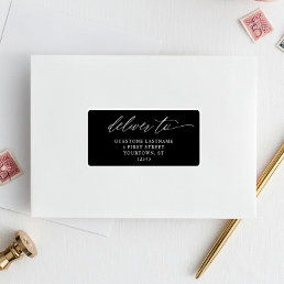 Elegant Romantic Wedding Guest Address Black Sticker
