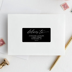 Elegant Romantic Wedding Guest Address Black Sticker