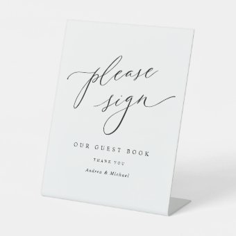 Elegant Romantic Wedding Guest Book Table Sign | Zazzle