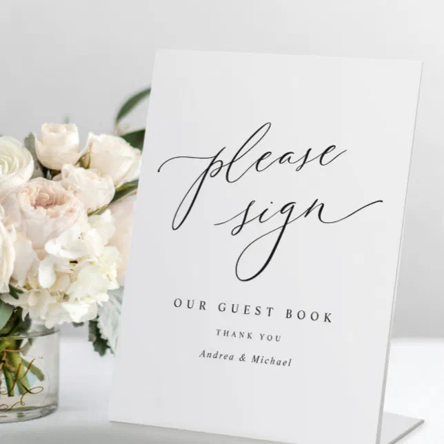 Elegant Romantic Wedding Guest Book Table Sign Zazzle