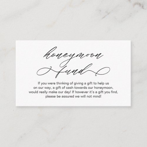 Elegant Romantic Wedding Honeymoon Fund or Wishes Enclosure Card