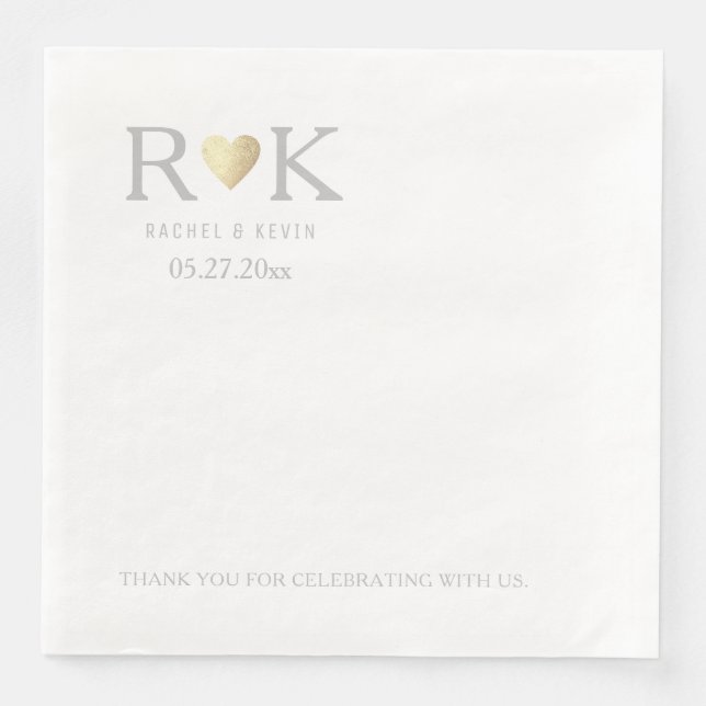 Elegant Romantic Wedding Monogrammed  Paper Dinner Napkins (Front)
