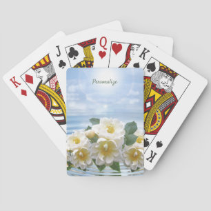 Elegant & Romantic White Floral Bouquet Flower Sea Poker Cards