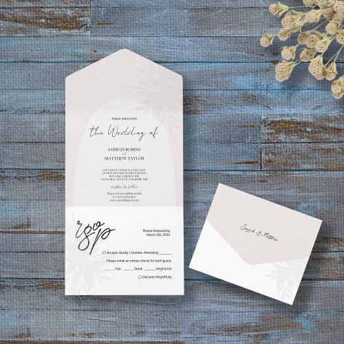 Elegant Romantic White Lace Flowers All In One Invitation