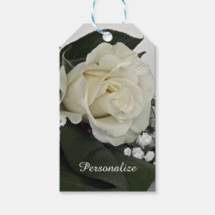 Elegant & Romantic White Rose Personalize Gift Tags