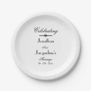Elegant Romantic White Wedding Cake Table Paper Plates